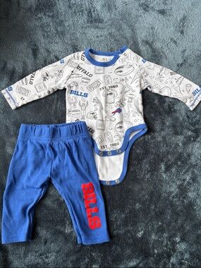 NFL Buffalo Bills Baby One-Piece Bodysuit & Pants - White, Blue & Red